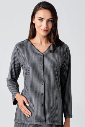 Double Breast Feeding Maternity & Nursing Pajamas Black - 15207