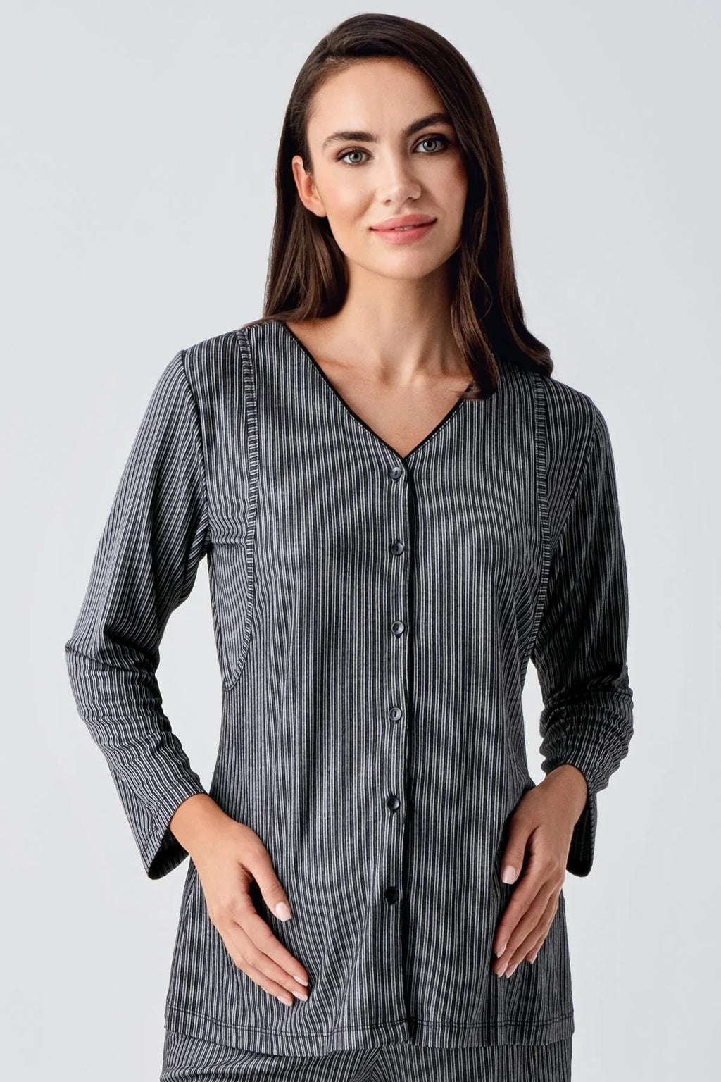 Double Breastfeeding Maternity Feeding-Friendly Pajama Set Black - S15207