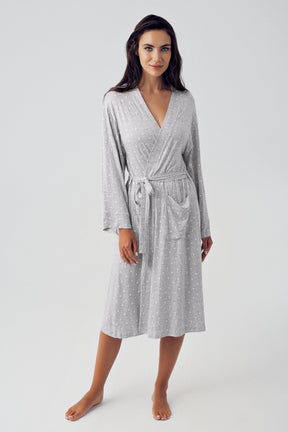 Polka Dot Maternity Robe Grey - 15502