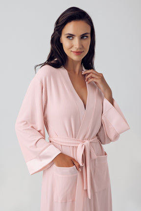 Bias Detailed Maternity Robe Powder - 15506
