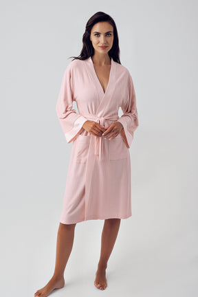 Bias Detailed Maternity Robe Powder - 15506