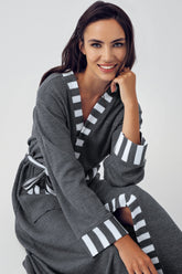 Knitwear Long Maternity Robe Anthracite - 15513