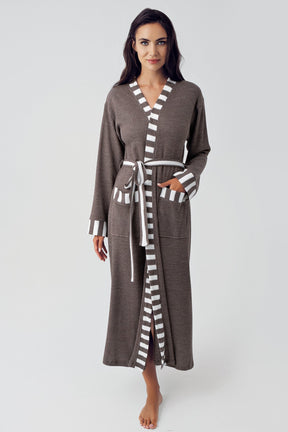 Knitwear Long Maternity Robe Coffee - 15513