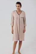 Strip Maternity & Nursing Nightgown Beige - 16107