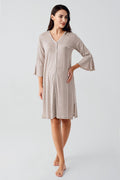 Strip Maternity & Nursing Nightgown Beige - 16107