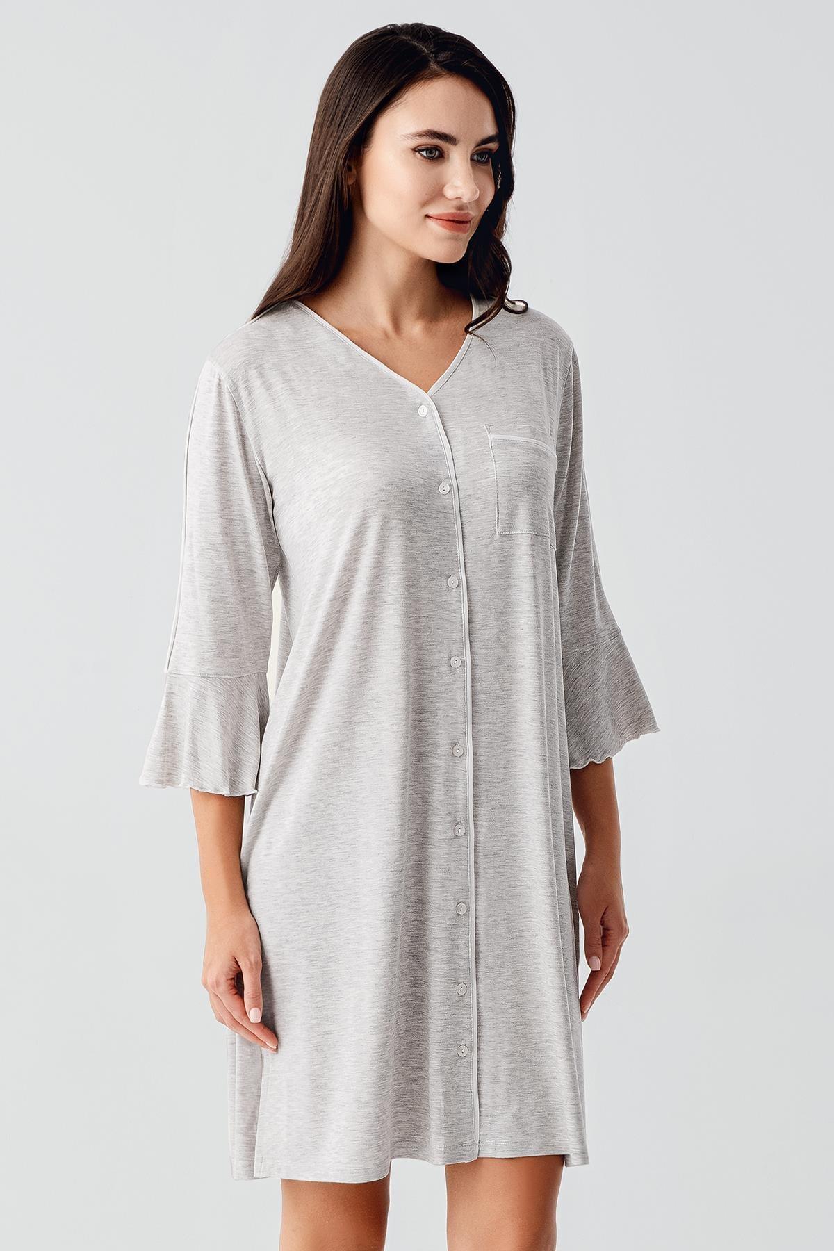 Strip Maternity & Nursing Nightgown Grey - 16107
