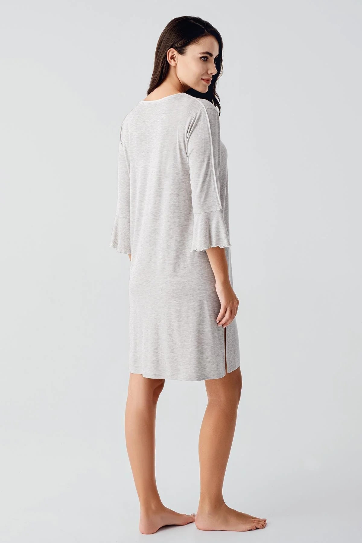 Strip Maternity & Nursing Nightgown Grey - 16107