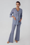 Strip Maternity Feeding-Friendly Pajama Set Indigo - S16207