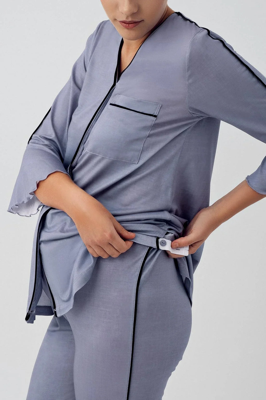 Strip Maternity Feeding-Friendly Pajama Set Indigo - S16207