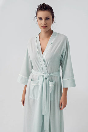 Striped Maternity Robe Green - 16501