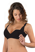 V-Neck Underwired Padded Structured Cup Nursing Bra Everyday Elegance Black - 166