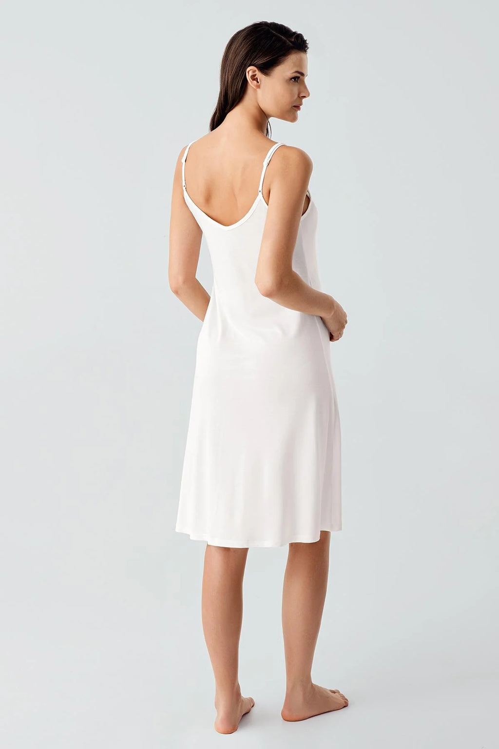 Strappy Maternity & Nursing Nightgown Ecru - 17101