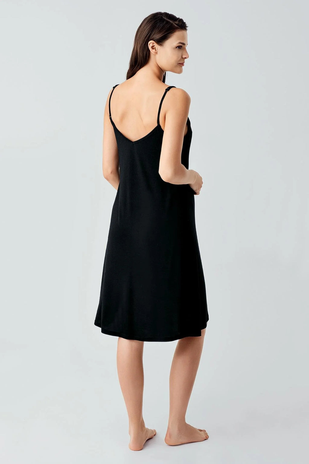 Strappy Maternity & Nursing Nightgown Black - 17101