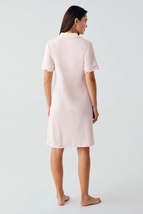 Bow Pattern Maternity & Nursing Nightgown Salmon - 17107
