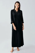 Lace Detailed Plus Size Maternity & Nursing Nightgown Black - 17110