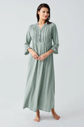 Lace Detailed Plus Size Maternity & Nursing Nightgown Green - 17110