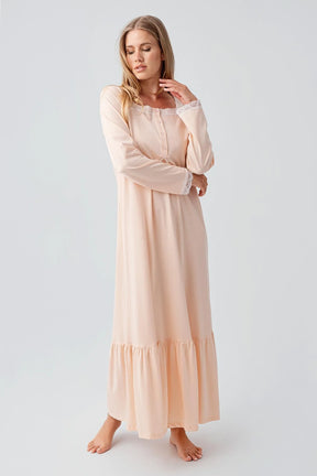 Lace Collar Cotton Plus Size Maternity & Nursing Nightgown Salmon - 18100