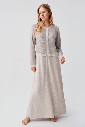 Soft Texture Maternity & Nursing Nightgown Beige - 18102