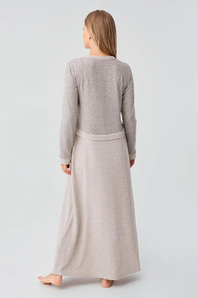 Soft Texture Maternity & Nursing Nightgown Beige - 18102