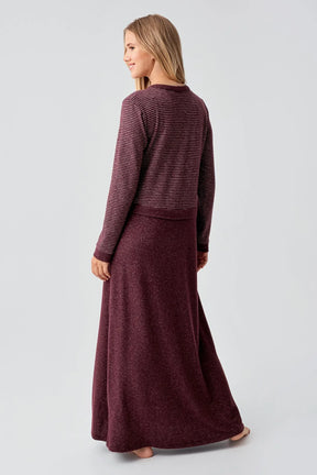 Soft Texture Maternity & Nursing Nightgown Claret Red - 18102