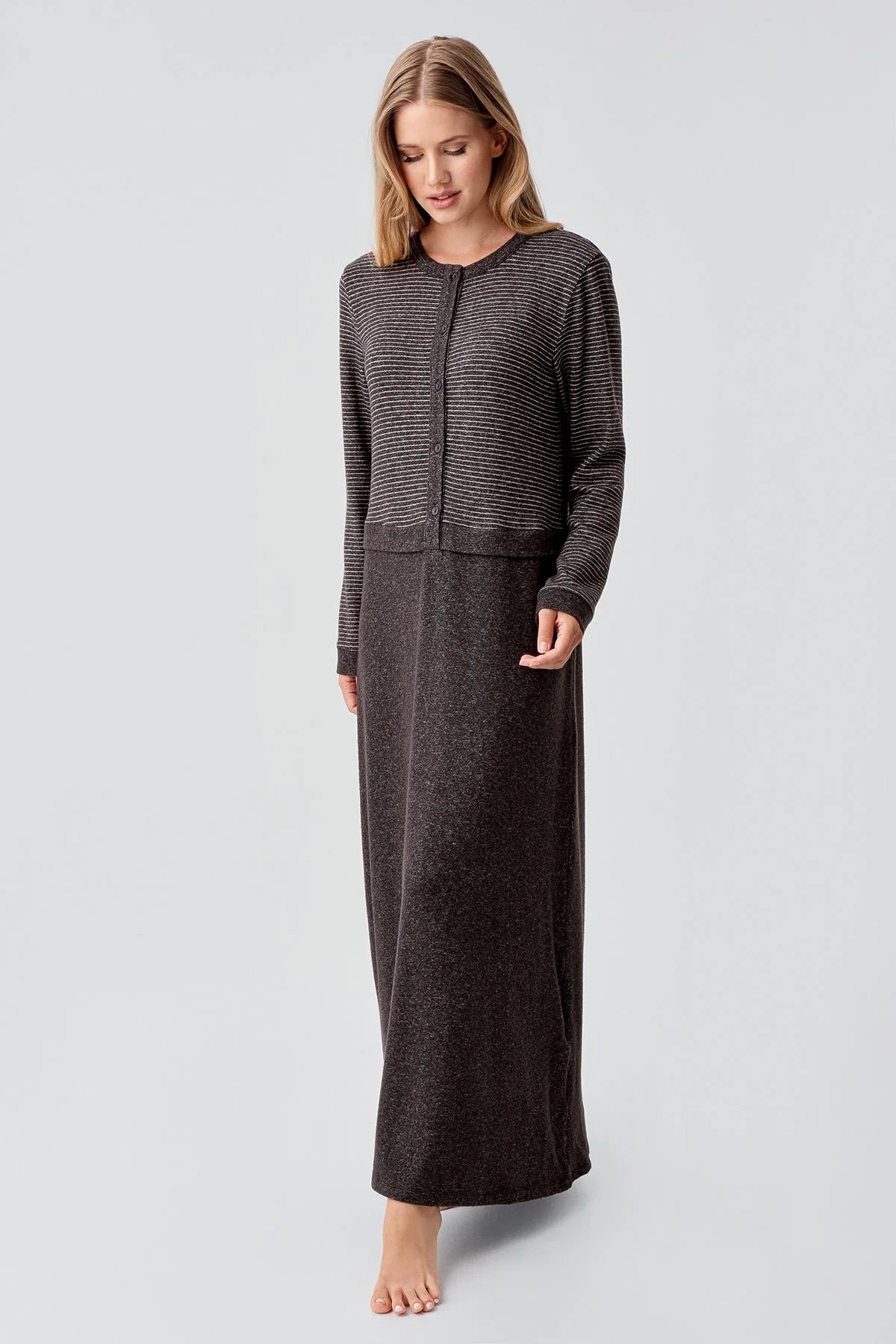 Soft Texture Maternity & Nursing Nightgown Coffee - 18102