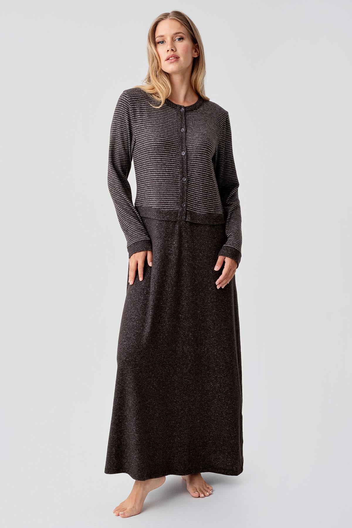 Soft Texture Maternity & Nursing Nightgown Coffee - 18102