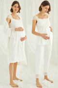 Lace Shoulder 4-Piece Maternity-Nursing Set Ecru - 202303