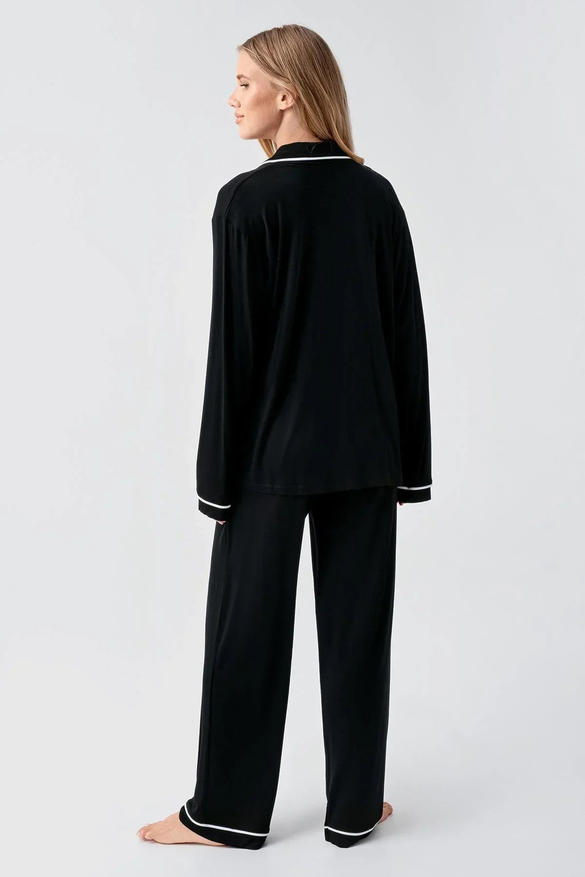 Bias Detailed Maternity & Nursing Pajama Set Black - 18207