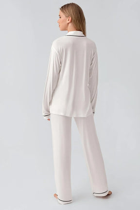 Bias Detailed Maternity & Nursing Pajama Set Ecru - 18207