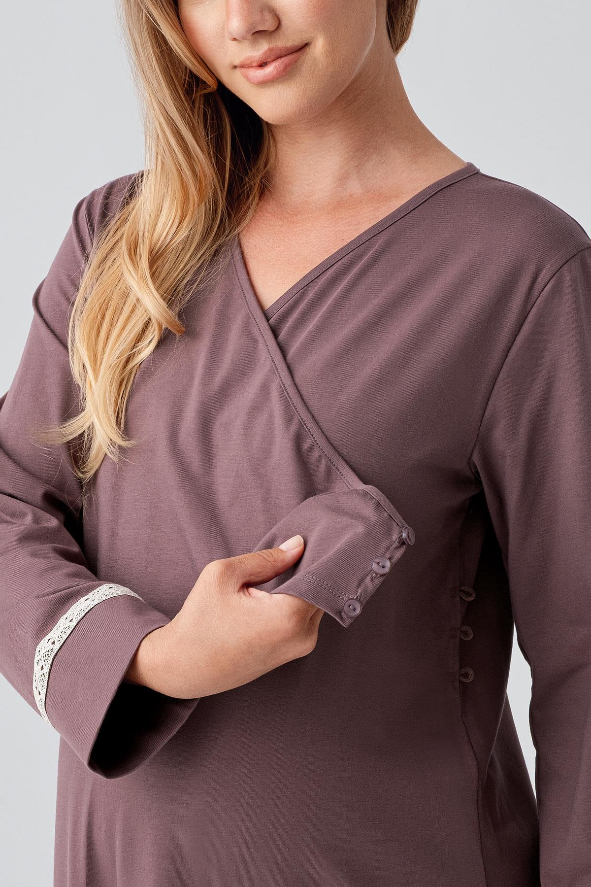 Side Tie Nursing Feature Cotton 4-Piece Maternity-Nursing Set Coffee - 180101