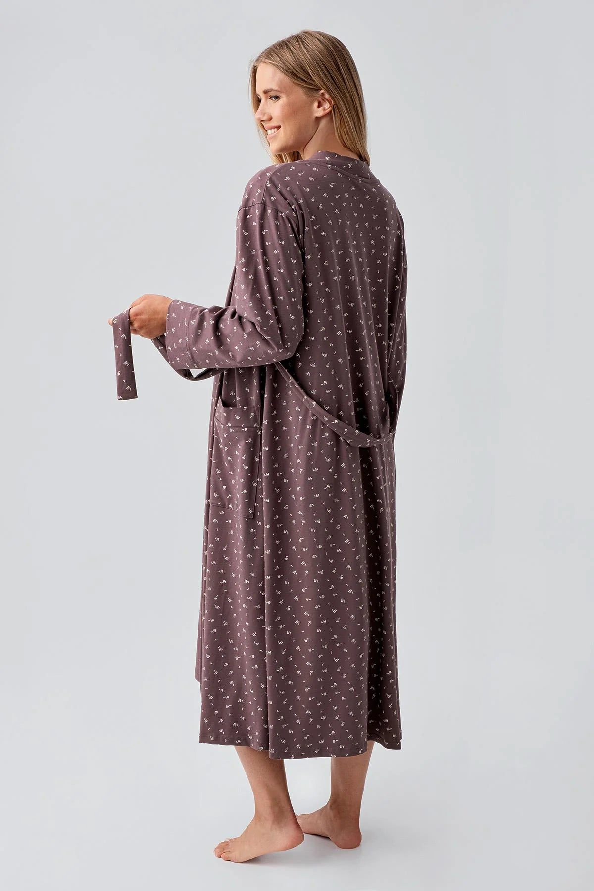 Side Tie Nursing Feature Cotton 4-Piece Maternity-Nursing Set Coffee - 180101