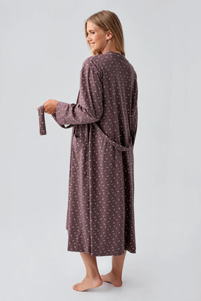 Side Tie Nursing Feature Cotton 4-Piece Maternity-Nursing Set Coffee - 180101