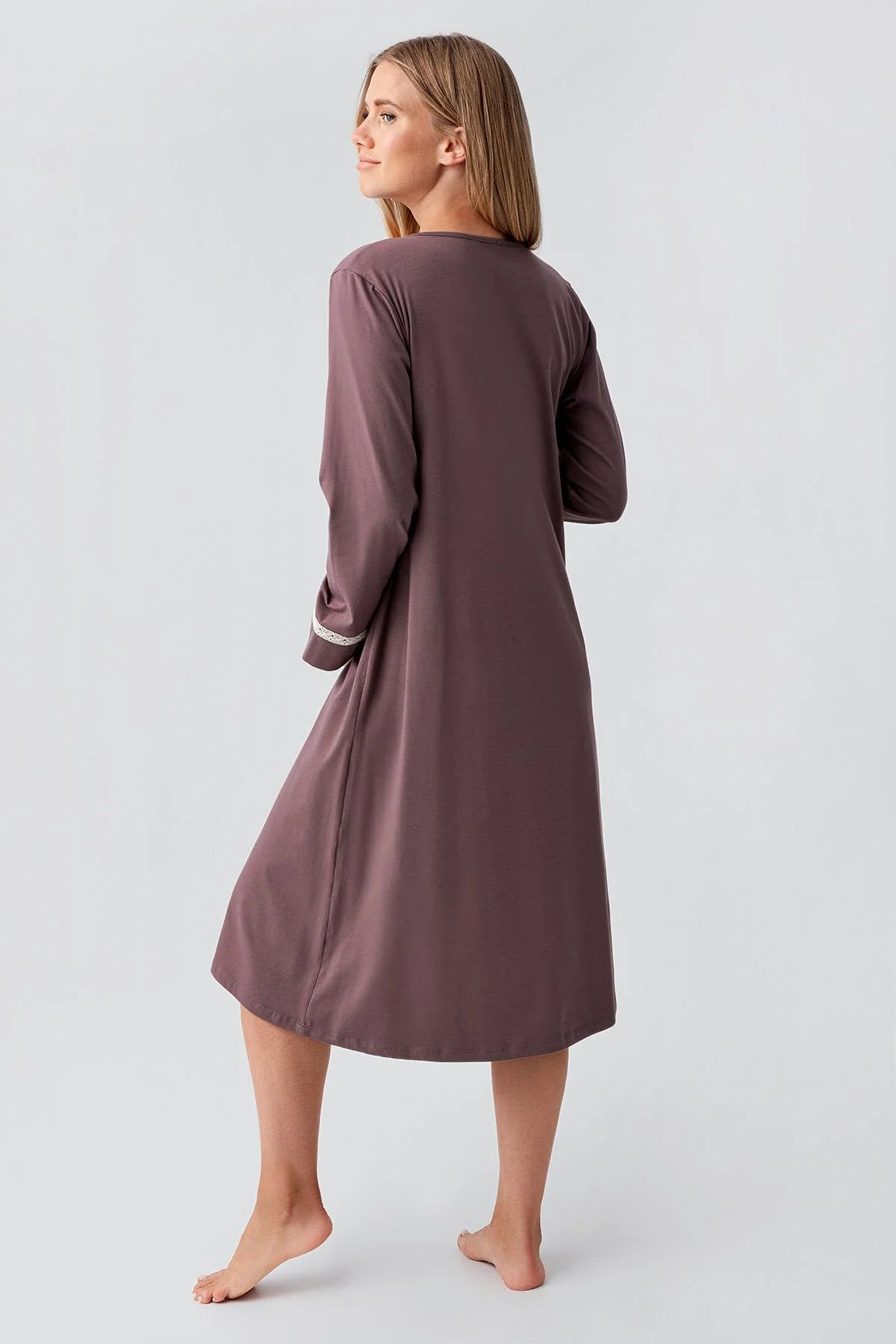 Side Tie Nursing Feature Cotton 4-Piece Maternity-Nursing Set Coffee - 180101