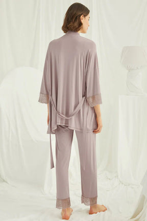 Lace Strappy 4-Piece Maternity-Nursing Set Mink - 431490