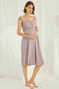 Lace Shoulder Maternity & Nursing Nightgown Mink - 18439