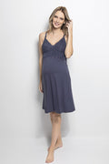Lace Strappy Maternity & Nursing Nightgown Navy Blue - 18453