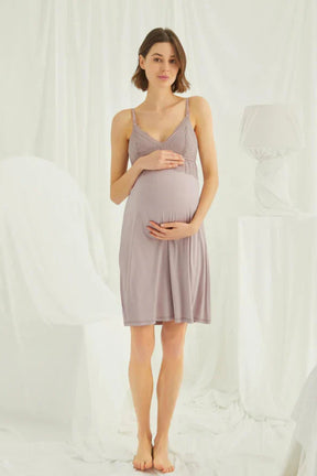 Lace Strappy 4-Piece Maternity-Nursing Set Mink - 431490