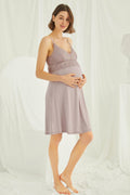 Lace Strappy Maternity & Nursing Nightgown Mink - 18490