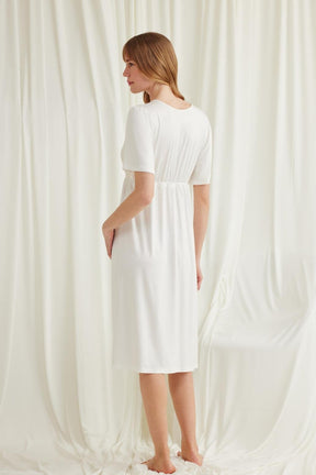 Lacy Panel Maternity & Nursing Nightgown Ecru - 18603