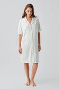 Gingham Check Cotton Maternity & Nursing Nightgown Green - 19101