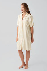 Gingham Check Cotton Maternity & Nursing Nightgown Yellow - 19101