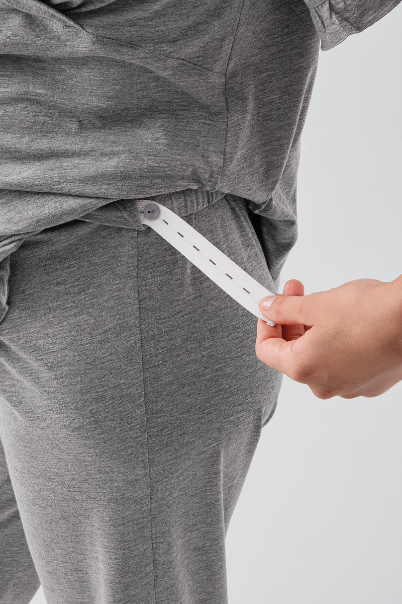 Pleated Wrap Maternity & Nursing Pajama Set Grey - 19218