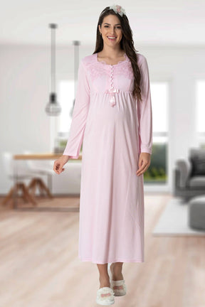 Elegant Lace 4 Pieces Maternity & Nursing Set Pink - 1924