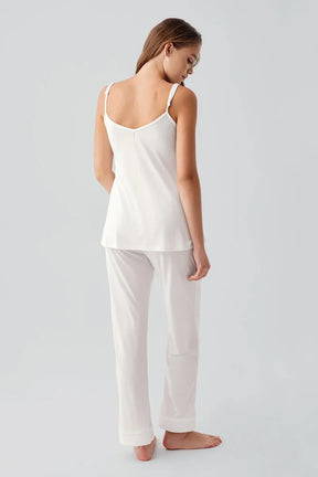 Strappy Stretch Soft 3-Piece Maternity-Nursing Pajama & Robe Set Ecru - 19307