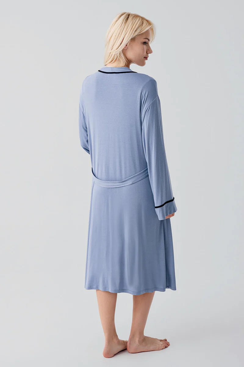 Piped Wrap 4-Piece Maternity-Nursing Set Indigo - 417217