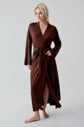 Long Soft Stretch Maternity Robe Coffee - 19500