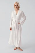 Long Soft Stretch Maternity Robe Ecru - 19500