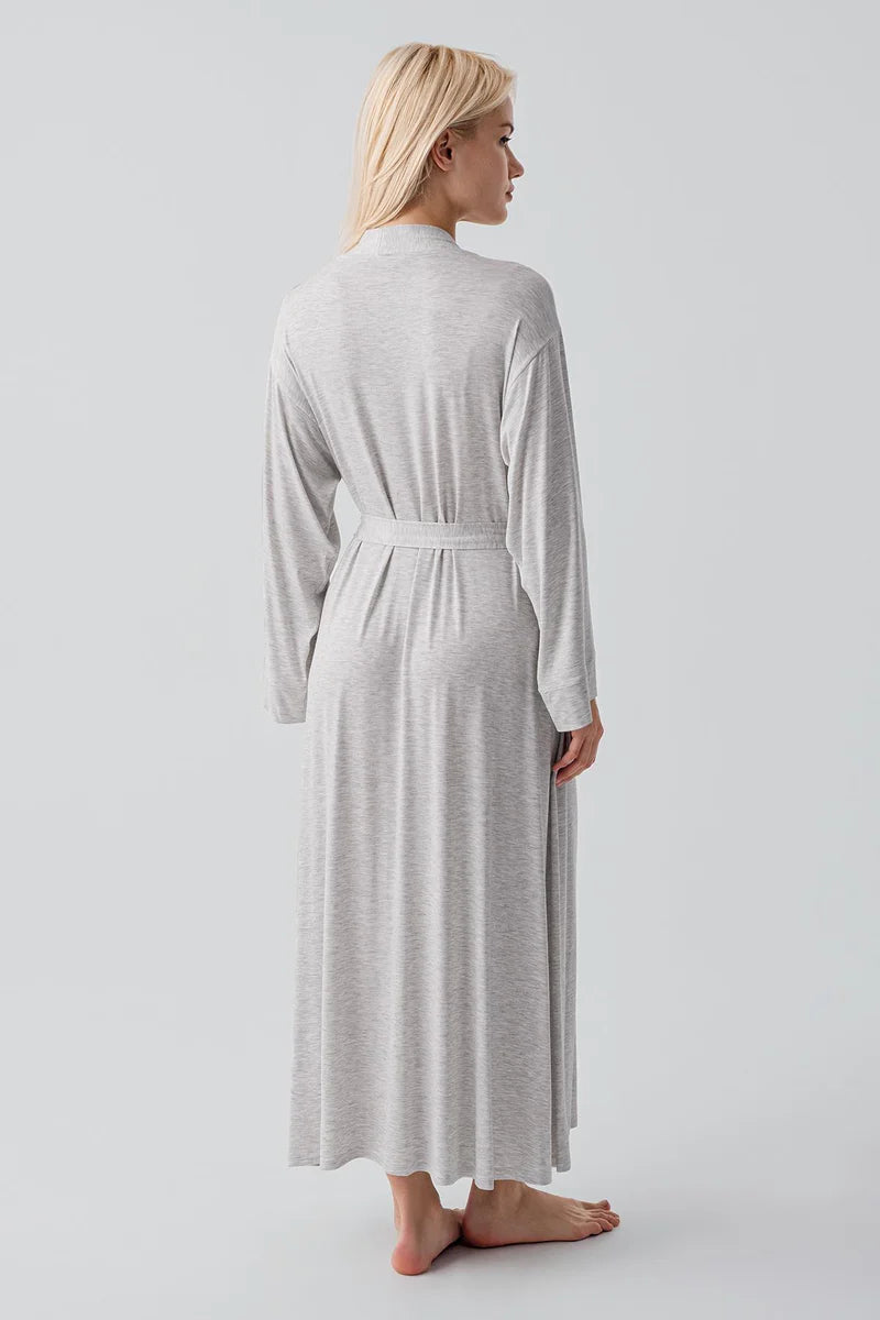 Long Soft Stretch Maternity Robe Grey - 19500