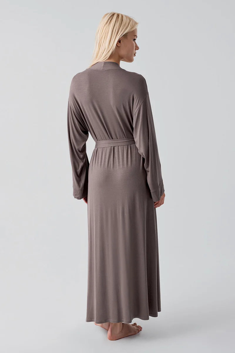 Long Soft Stretch Maternity Robe Mink - 19500