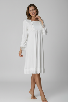 Lace Sleeve 4-Piece Maternity-Nursing Set Ecru - 2020